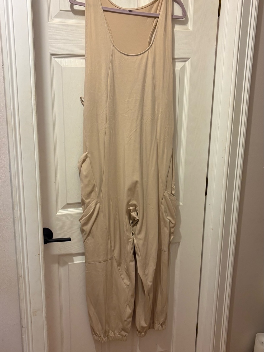Women's Sleeveless Beige Jumpsuit